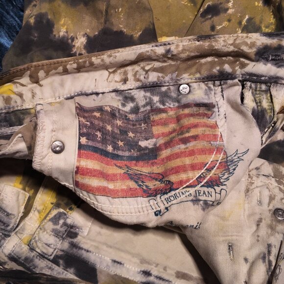 Robins jean, green and gold, waist 31-32 and 28 inseam. - Picture 7 of 7